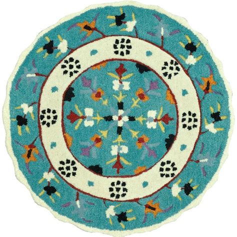 Loloi Rugs Gardenia Lifestyle Collection Teal/Ivory 3 ft. Round Area Rug-885369154164 - The Home ...