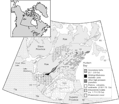 Geological map of the western Canadian Shield showing major tectonic... | Download Scientific ...