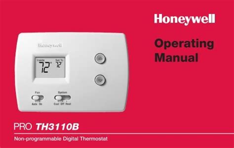 Honeywell PRO 3000 Non-Programmable Thermostat - PRO 3000 Non-Programmable Thermostat Operating ...