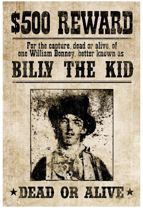 Billy The Kid Western Wanted Sign Print Poster - 13x19 - Walmart.com - Walmart.com