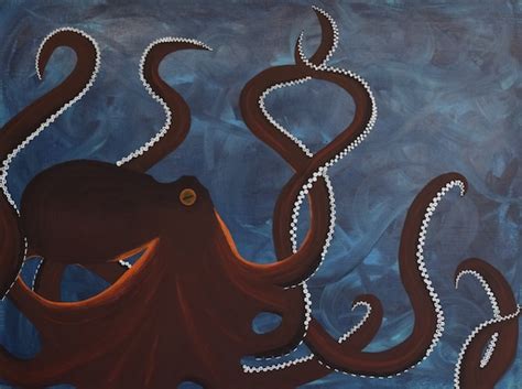 Abstract Art Acrylic Octopus Painting on Canvas