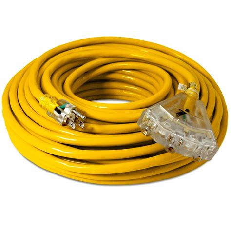 Buy 100 ft - 12 Gauge Heavy Duty 3-Outlet Lighted SJTW Indoor/Outdoor Yellow Extension Cord by ...