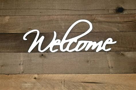 Welcome Sign Cursive Welcome Word Metal Wall Art | Etsy