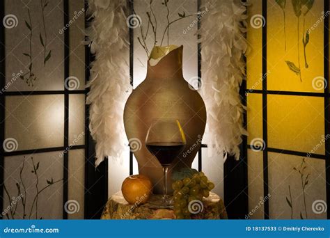 Jug, Wine Glass in a Luxurious Interior Stock Image - Image of fruit ...