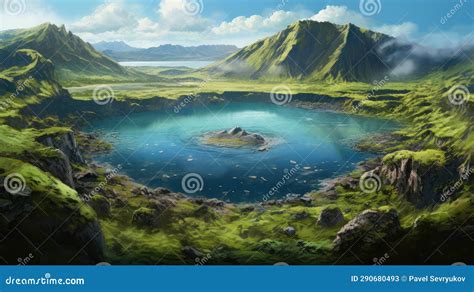 Beautiful Volcanic Crater Lake 54 Stock Illustration - Illustration of park, keri: 290680493