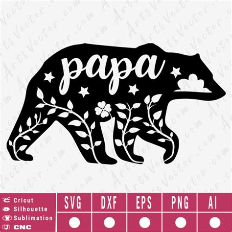 Papa Bear Silhouette SVG EPS DXF PNG AI Instant Download