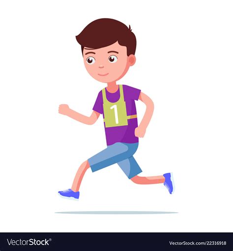 Cartoon boy running marathon Royalty Free Vector Image