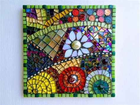 Handmade glass abstract flower mosaic picture Mosaic wall art Unique gift idea Home decor ...