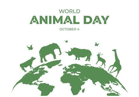 World animal day with animal on world map celebrated on october 4 ...