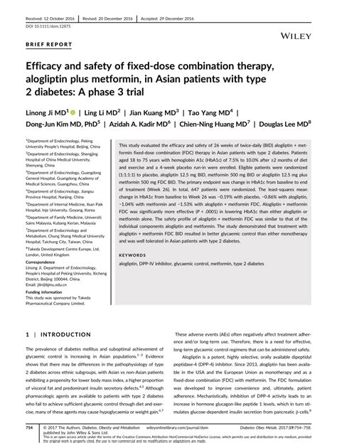 (PDF) Efficacy and safety of fixed-dose combination therapy alogliptin ...