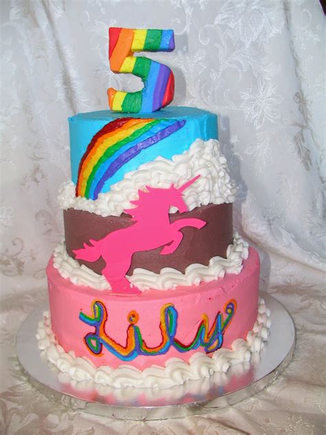 Piped Dreams: Lily's 5th Birthday Cake!!! (Rainbow Unicorns)