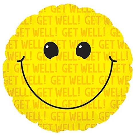 17" Get Well Soon Smiley Face Foil Balloon - Balloon Supplies and ...