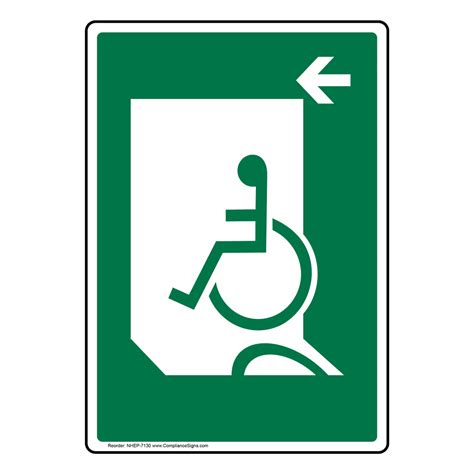 Portrait Accessible Exit Left Symbol Sign NHEP-7130
