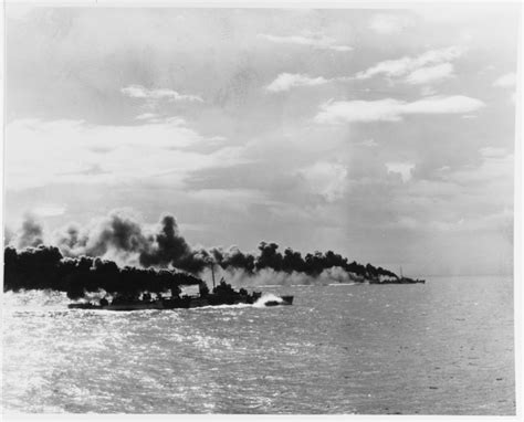 Battle of Leyte Gulf, October 1944. USS Herman (DD-532) and a destroyer ...