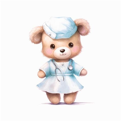 Premium Vector | Cute teddy bear nurse watercolor paint