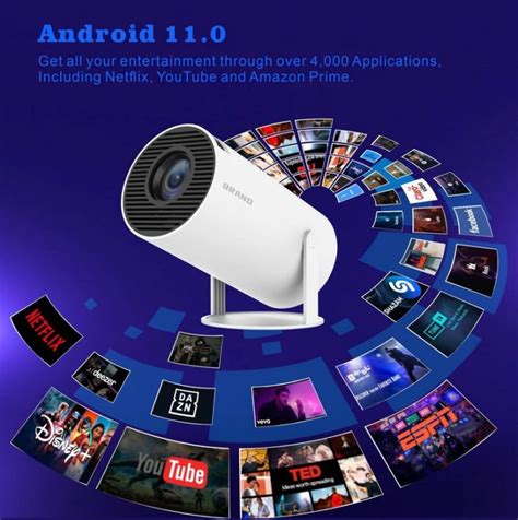 [ANDROID VERSION]New HY300 Projector 4K Portable Bluetooth 5.0 Phone Mirror Speaker 1080P ...