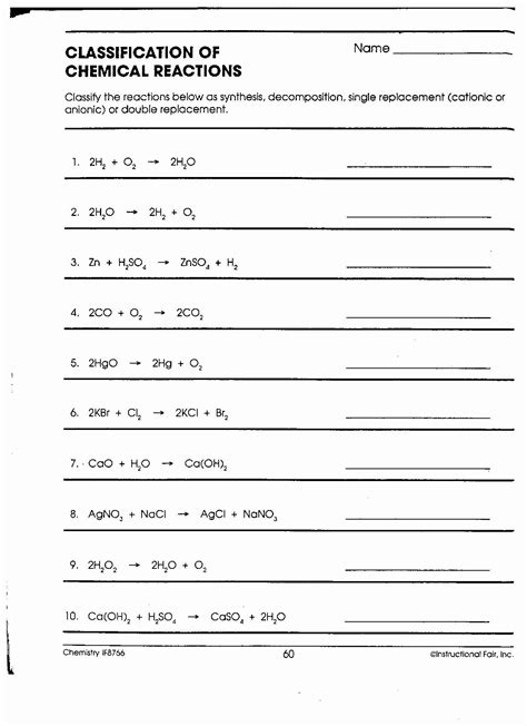 Chemical Reactions Types Worksheet New Chemistry Ia Mr Phelps Big ...