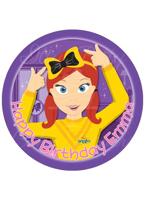 Emma Wiggle Cartoon Round Cake Topper Edible - Itty Bitty Cake Toppers