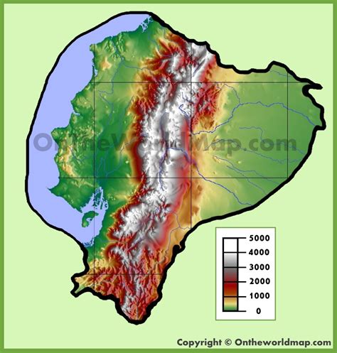 Ecuador physical map - Ontheworldmap.com