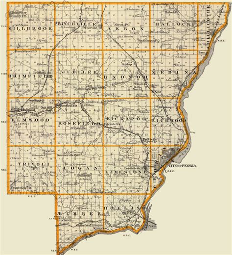 Peoria County, Illinois 1876 Historic Map Reprint