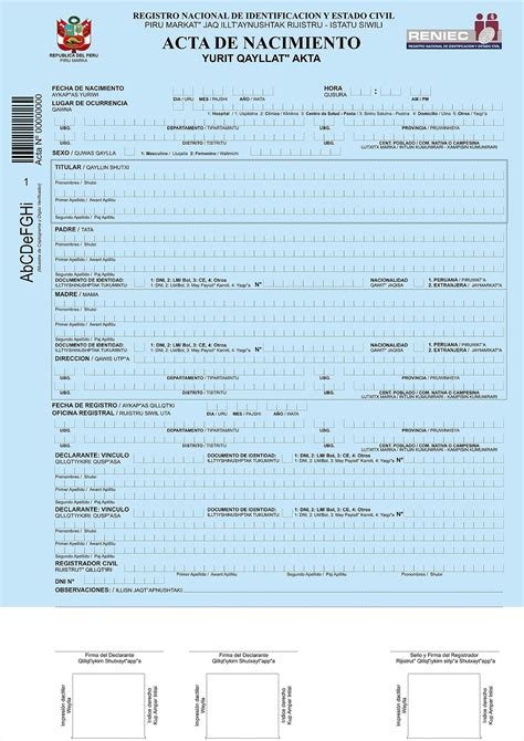 Acta De Nacimiento Reniec - IMAGESEE