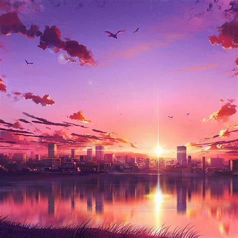 Anime Sunset Scene iPad Pro Retina Display , , Background, and, Anime Aesthetic Sunset HD phone ...