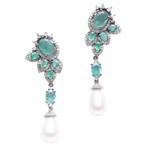 Emerald and Diamond Chandelier Earrings For Sale at 1stDibs | diamond ...