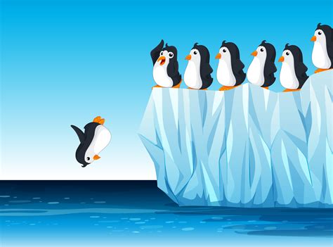 Penguin jumping in the ocean 367897 Vector Art at Vecteezy