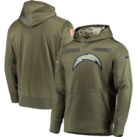 Men's Nike Olive Los Angeles Chargers Salute to Service Sideline Therma ...