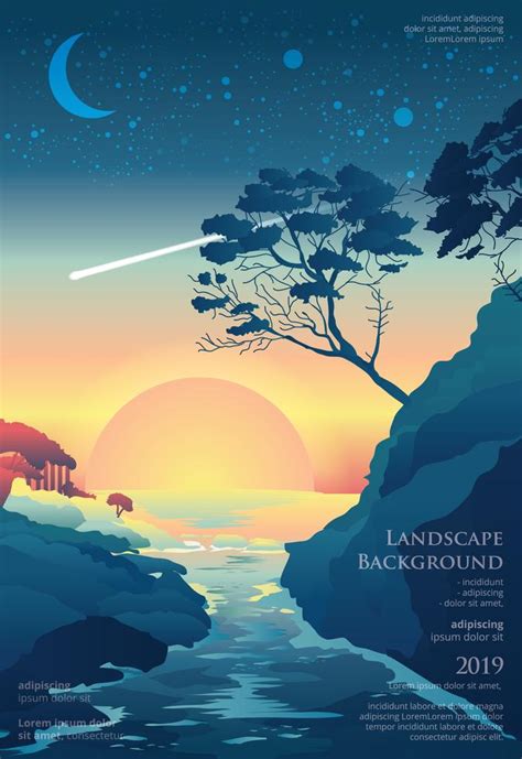 Seascape Poster Background Graphic Design Vector Illustration 540055 ...