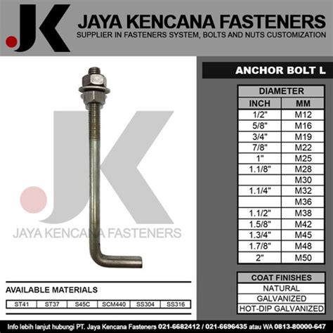 Jual Anchor Bolt L / Angkur L 7/8" / M22 x 600 mm - (ST37 / ST41 / S45C ...