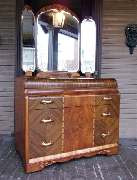 Antique Art Deco DRESSER Waterfall Furniture Inlaid 1930s with | Etsy