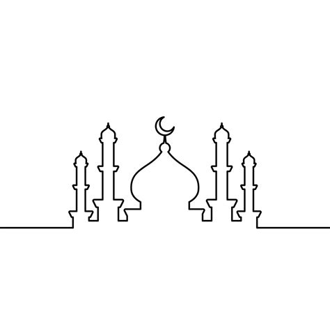 Mosque line art vector minimalist design. islamic ornament background ...