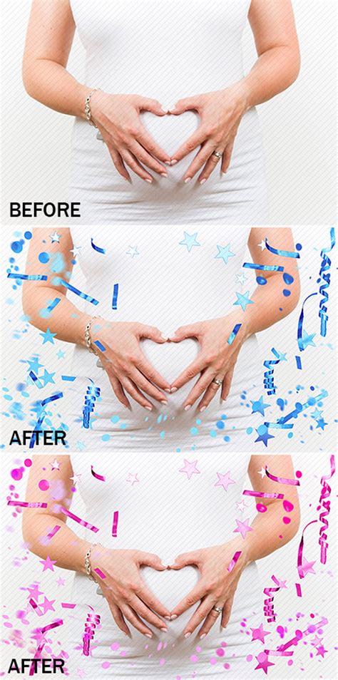 Gender Reveal Confetti and Ribbons Overlays Png for Photoshop 36 Photo Overlays. Photography ...