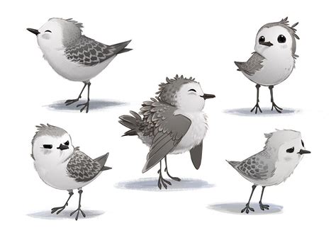 Meet Piper, the world’s most adorable Sanderling, in concept form! Bird Drawings, Cartoon ...