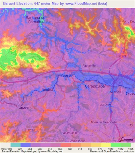 Elevation of Barueri,Brazil Elevation Map, Topography, Contour