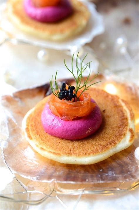 Buckwheat blinis with beetroot pâté and salmon ribbons | Recipe | Savory appetizer, Smoked ...