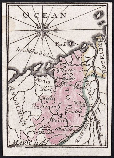 "Poitou" - France Frankreich / Karte map carte by Nicolas Jean Baptiste de Poilly (1712-1758 ...