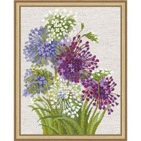 Allium Counted Cross-Stitch Kit - Herrchners | Цветы, вышитые крестиком, Наборы для вышивки ...