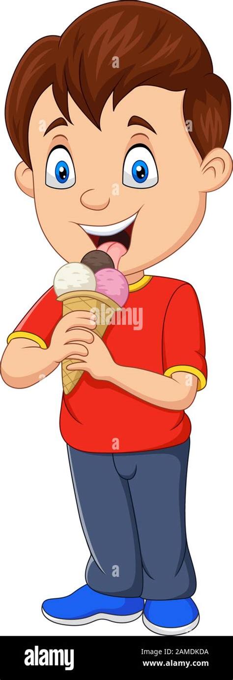 Cartoon boy eating ice cream Stock Vector Image & Art - Alamy