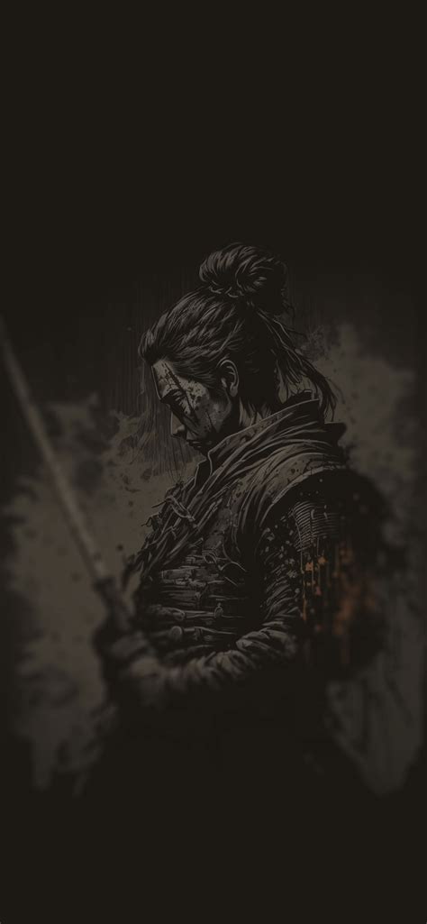 Samurai Black Art Wallpaper - Samurai Aesthetic Wallpaper iPhone