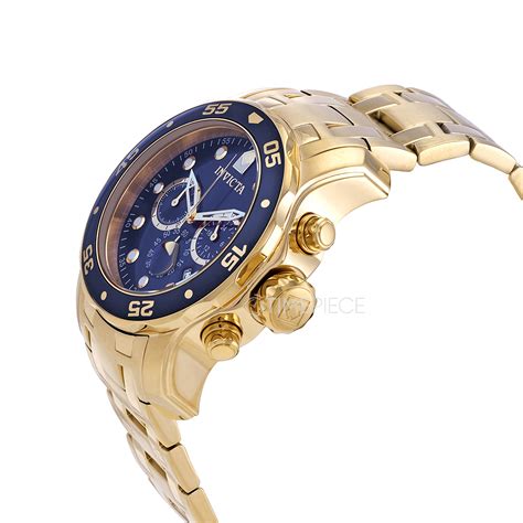 Invicta Pro Diver Chronograph Blue Dial 18kt Gold-plated Mens Watch 0073