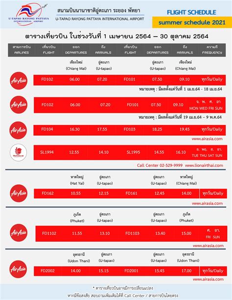 Flights Information - U-Tapao Rayong-Pattaya International Airport