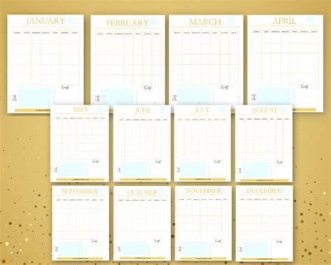 12 Month Calendar, Printable Calendar, Calendar Templates, Organized ...