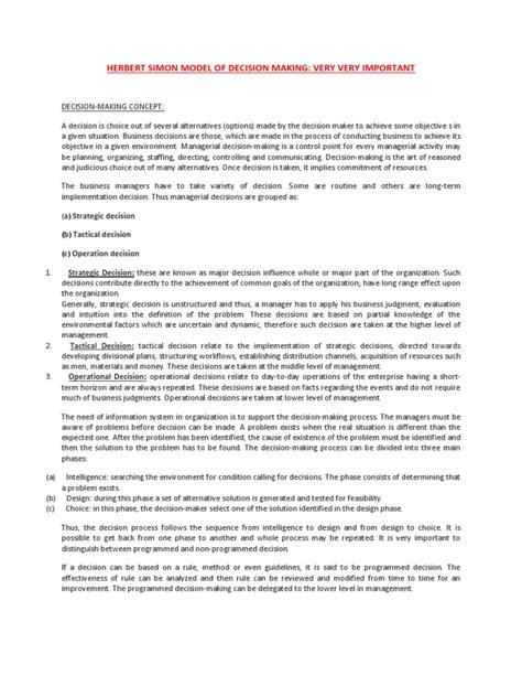 Herbert Simon Model of Decision Making | Mathematical Optimization ...