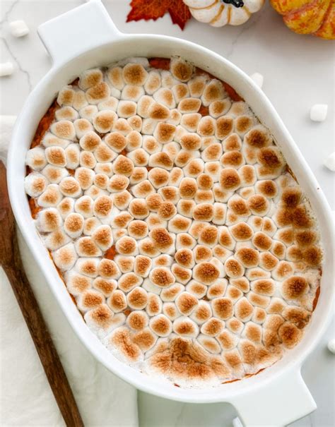 Lightened Up Sweet Potato Casserole with Marshmallows - Pound Dropper