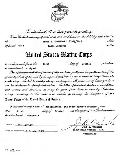 Usmc Promotion Warrant Template