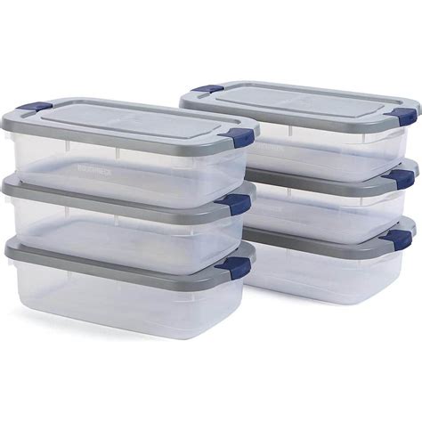 Rubbermaid Roughneck 31 Qt/ 7.75 Gal Clear Stackable Storage Containers w/Grey Lids, 6-Pack ...