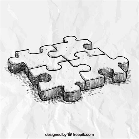 Hand Drawn Puzzle Pieces Vector