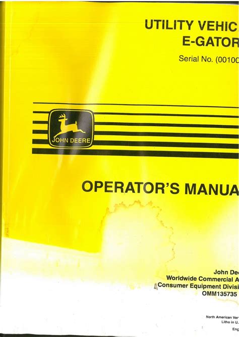 John Deere Utility Vehicle E-Gator Operators Manual - ORIGINAL ...